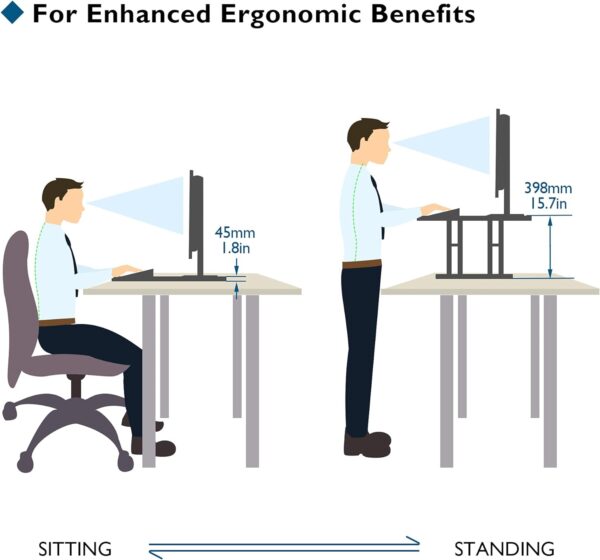 Portable & Ultra Slim Sit to Standing Desk Converter Pneumatic Gas Spring easy