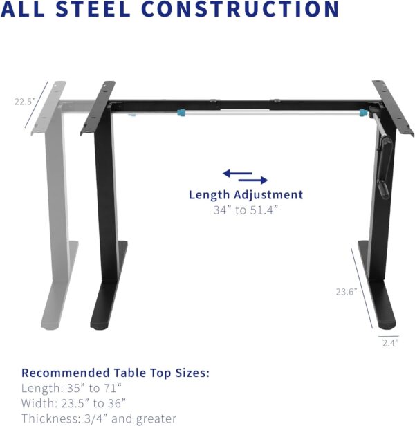 Affordable Price Manual Height Adjustable Table Frame No Table Top Black Frame