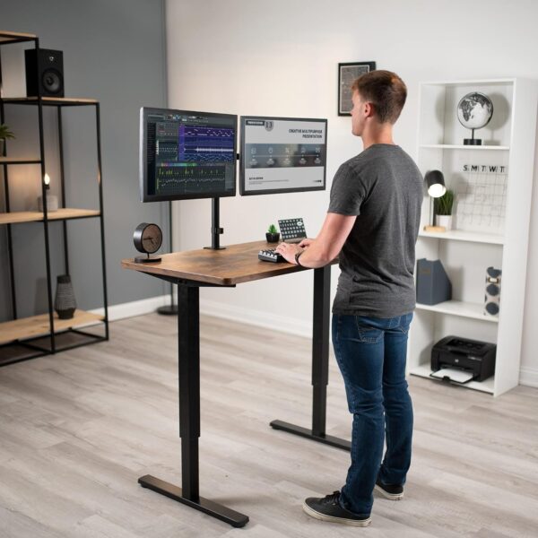 Manual Height Adjustable Standing Desk Frame (Height Adjustable Table) No Table Top Black Frame