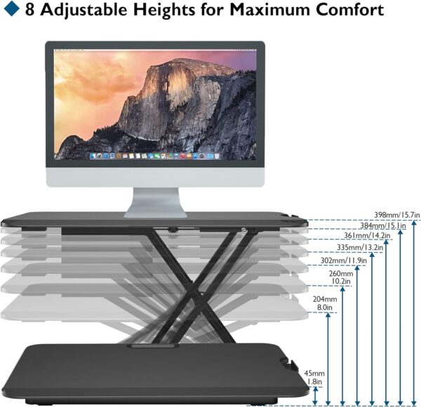 Portable & Ultra Slim Sit to Standing Desk Converter Pneumatic Gas Spring sit stand converter