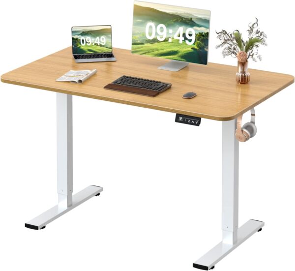 electric height adjustable desk solid wood