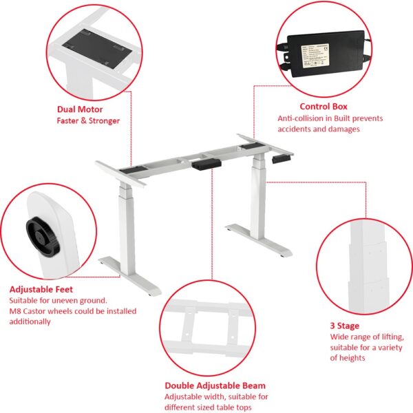 EL002 SWR P FW 1200X600 Dual motor Electric Height Adjustable Desk Frame Three Stage Sit stand desk standing desk adjustable height table 3