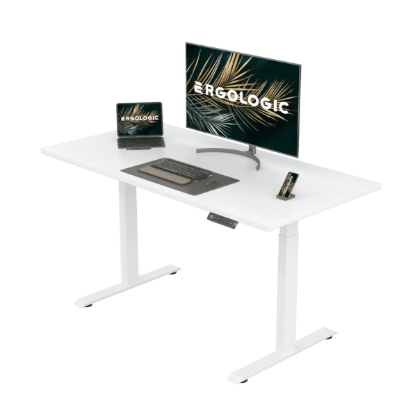 EL001-SWR-P-FW-1200X600 Ergologic imported Dual Motor 2 Stage White Color Desk Electric hydraulic Height Standing Adjustable Desk Frame Two Stage office motorized automatic Table Premium Quality