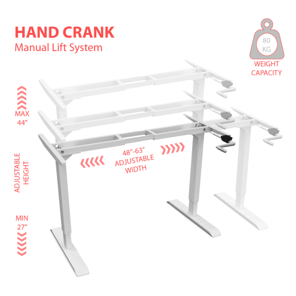 Manual height adjustable table standing desk in india non e;ectric desk with table top (1)