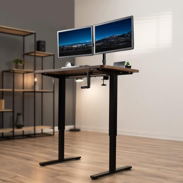 Compact Manual Height Adjustable Desk Frame No Table Top Black Frame