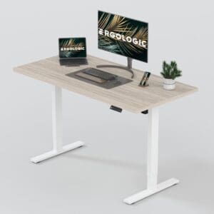 electric & ergonomic standing desk table with oak finish table topEL009 RWR LO