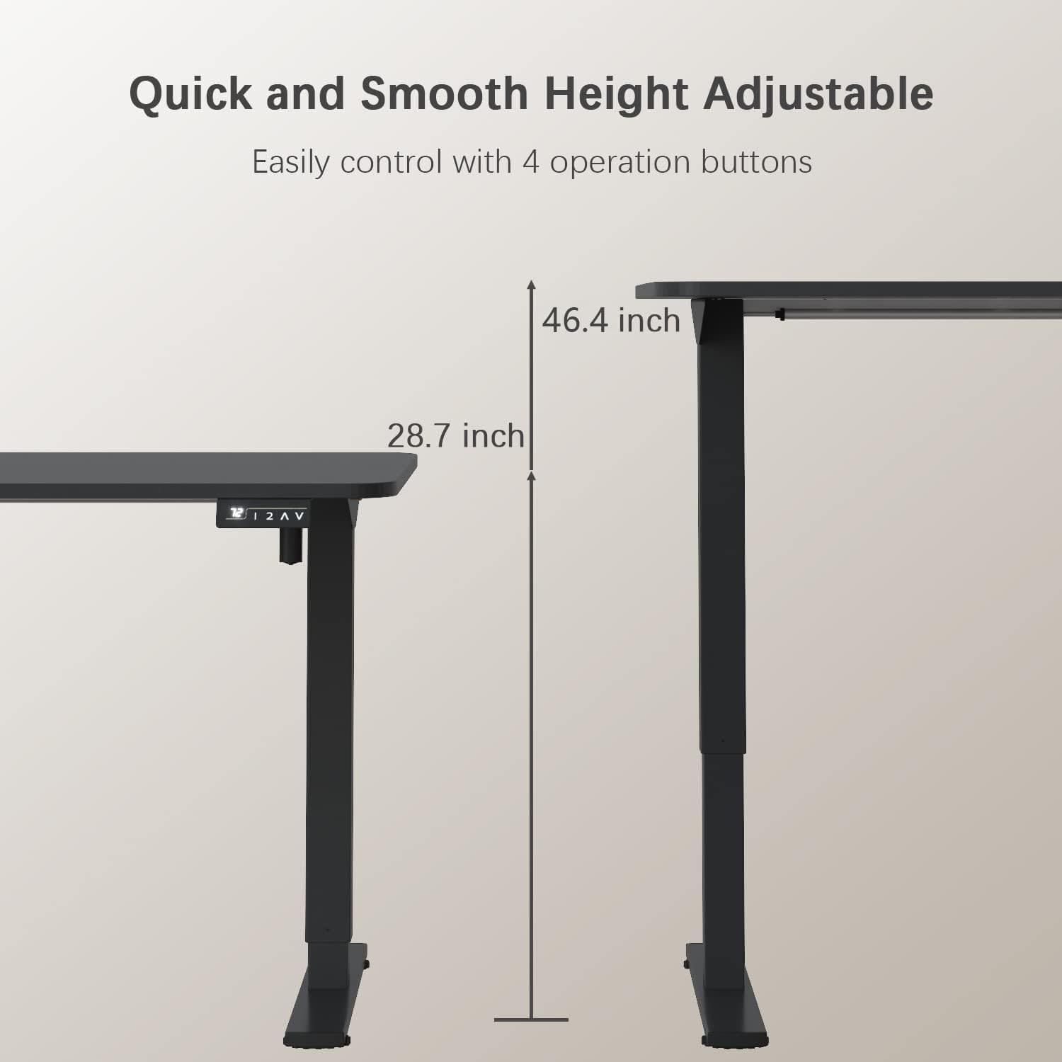 Height Adjustment Desk Table Electric Single Motor Work From Home desk black color frame black table top mdf solid wood ergologic with rounded edges